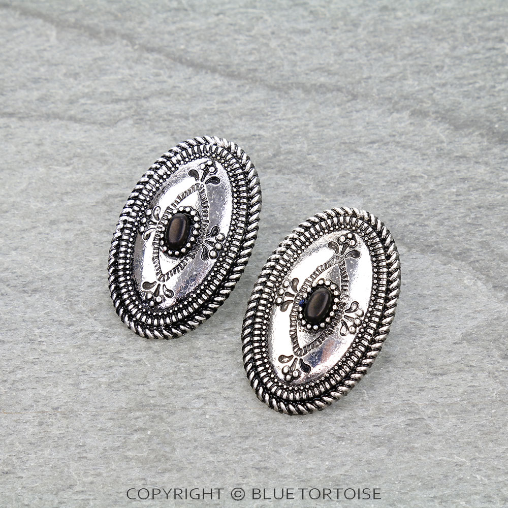 Western Textured Concho Stud Earrings