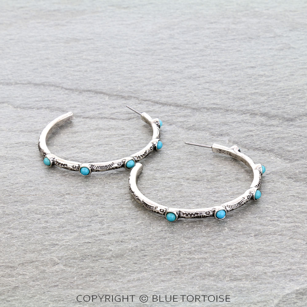 Western Textured Hoop Earrings