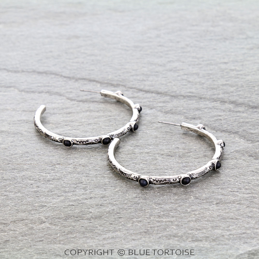 Western Textured Hoop Earrings
