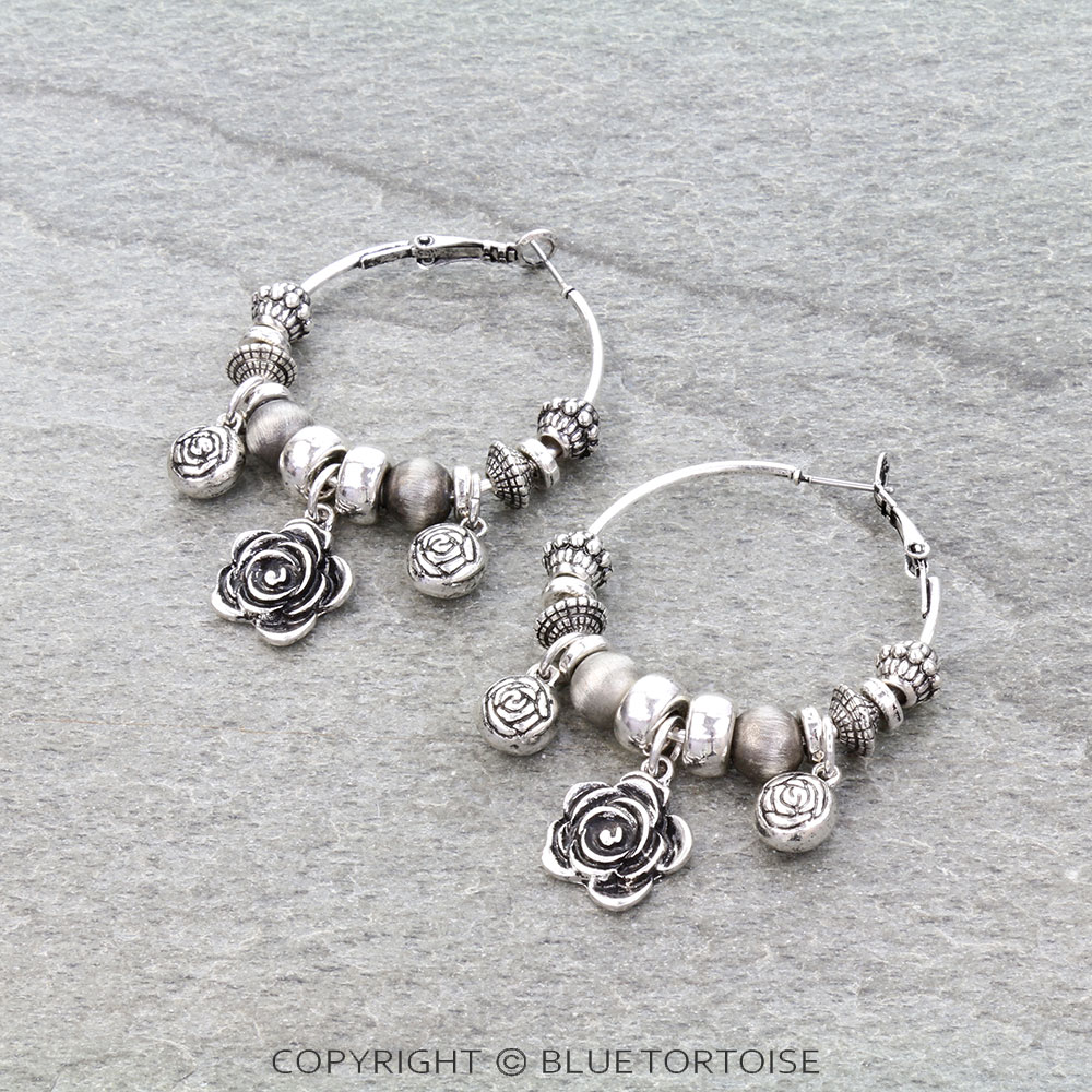 Western Rose Hoop Earrings