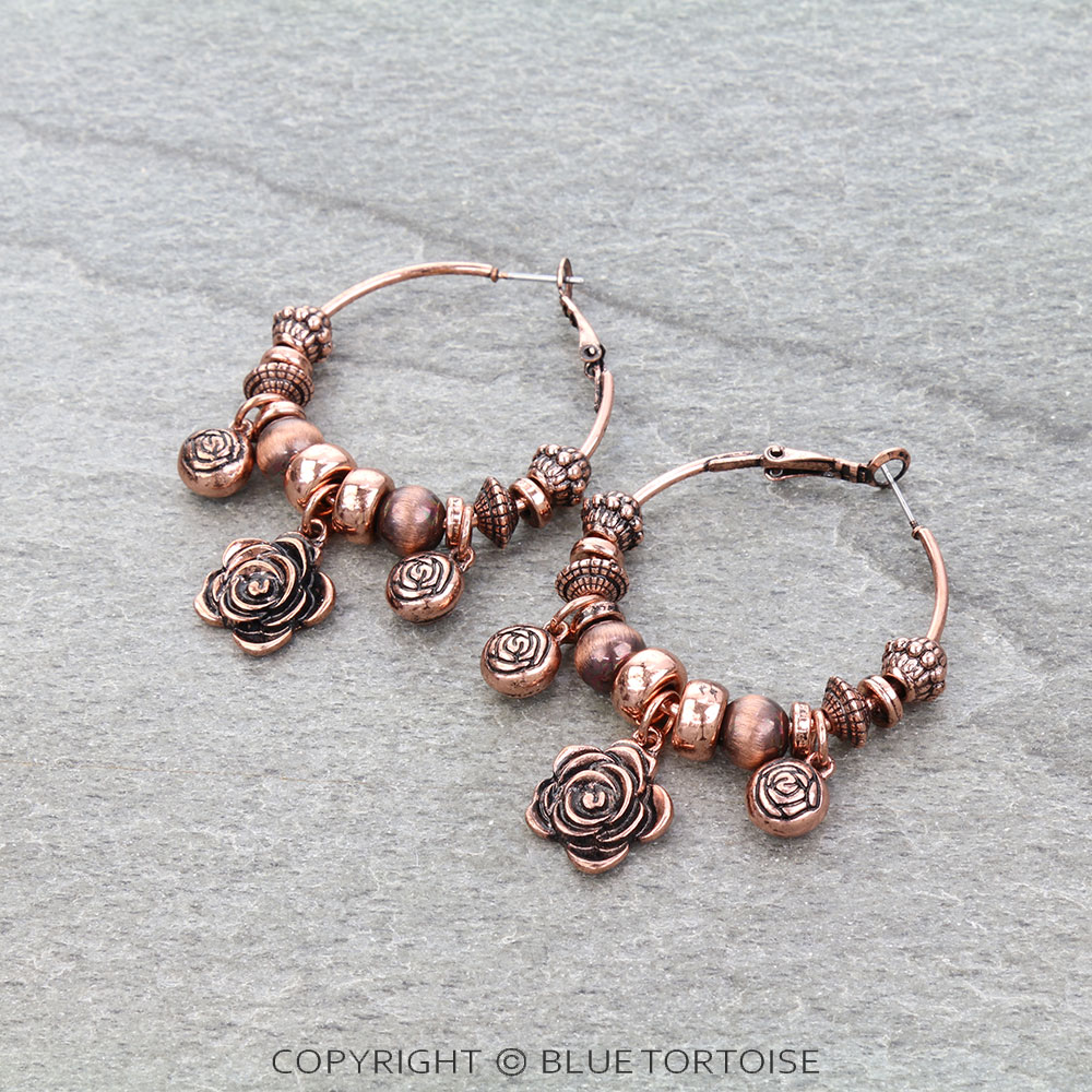 Western Rose Hoop Earrings