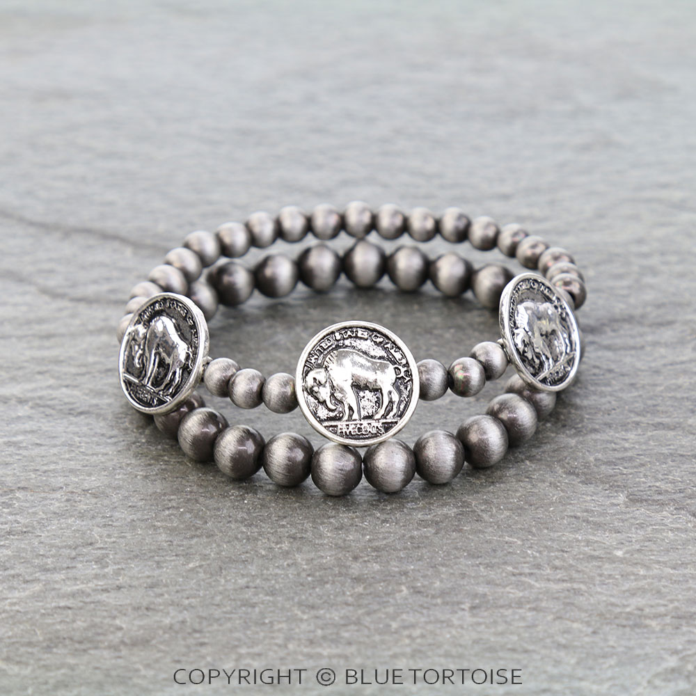 Western Buffalo Coin Stretch Bracelet