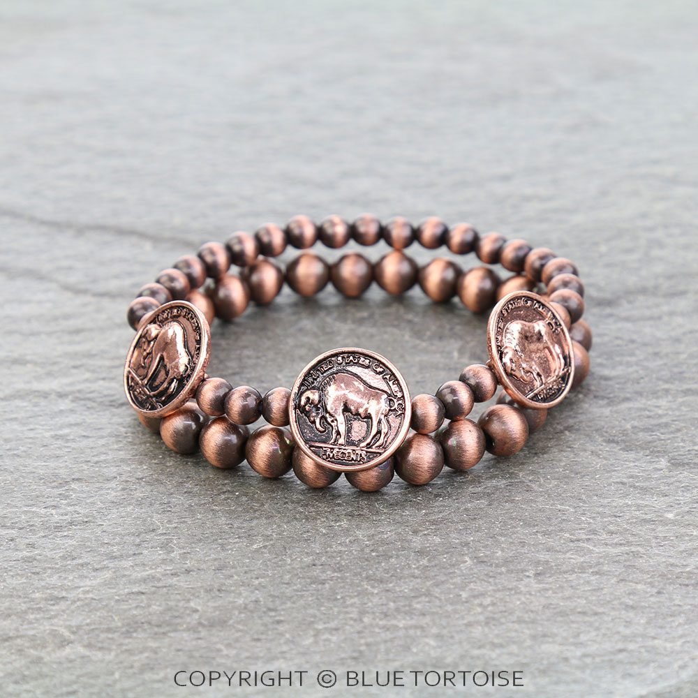 Western Buffalo Coin Stretch Bracelet