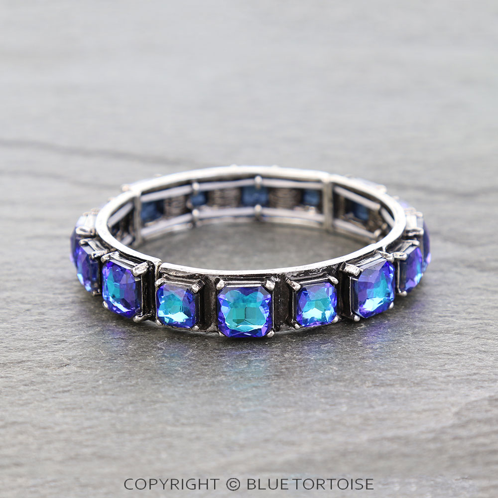 Western Square Rhinestone Stretch Bracelet