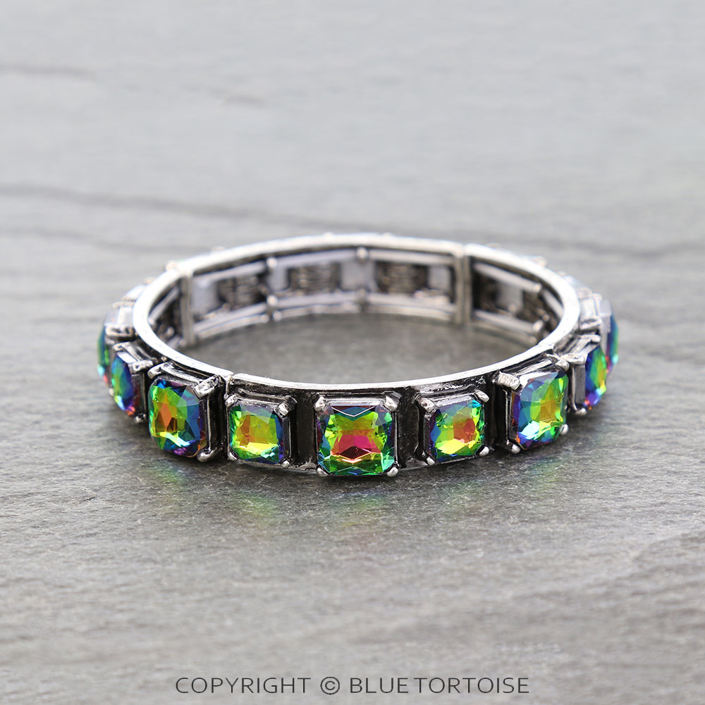 Western Square Rhinestone Stretch Bracelet