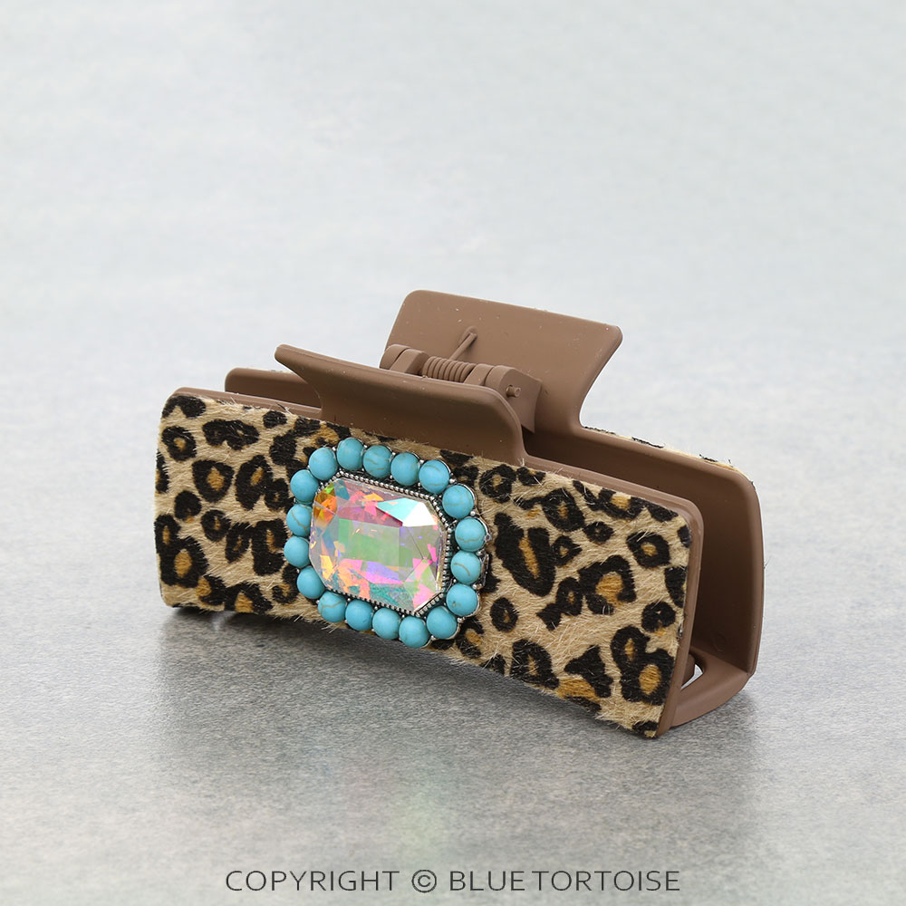 Western Leopard Stone Hair Claw Clip