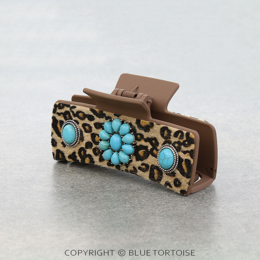 Western Leopard Stone Hair Claw Clip
