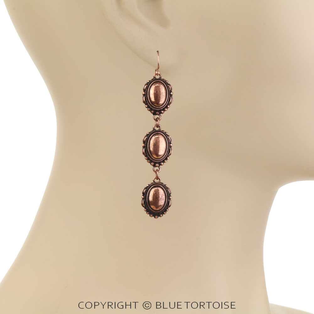 Western Ball TXR Concho Drop Dangle Earrings - Image 2