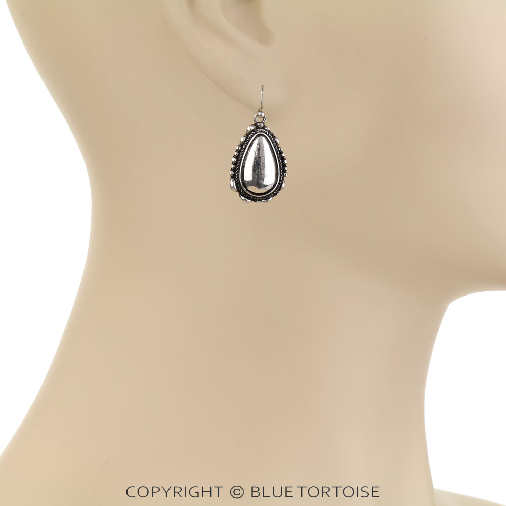 Western Ball TXR Concho Teardrop Dangle Earrings - Image 2