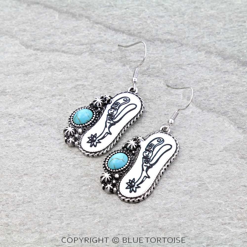 Western Cowboy Boots Saddle Dangle Earrings