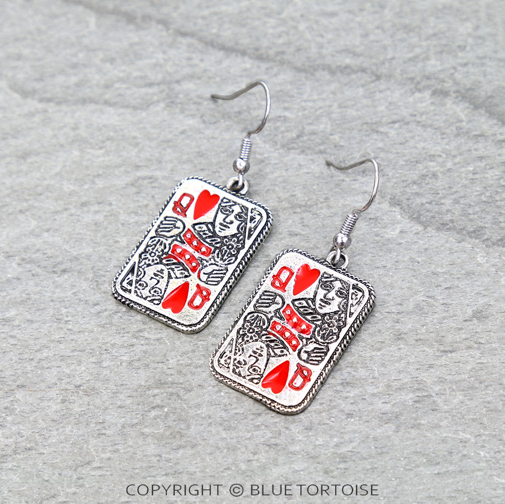 Western Queen of Hearts Dangle Earrings