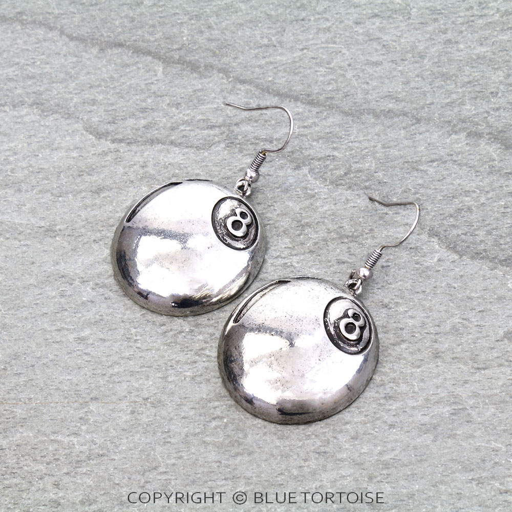 Western 8 Ball Dangle Earrings