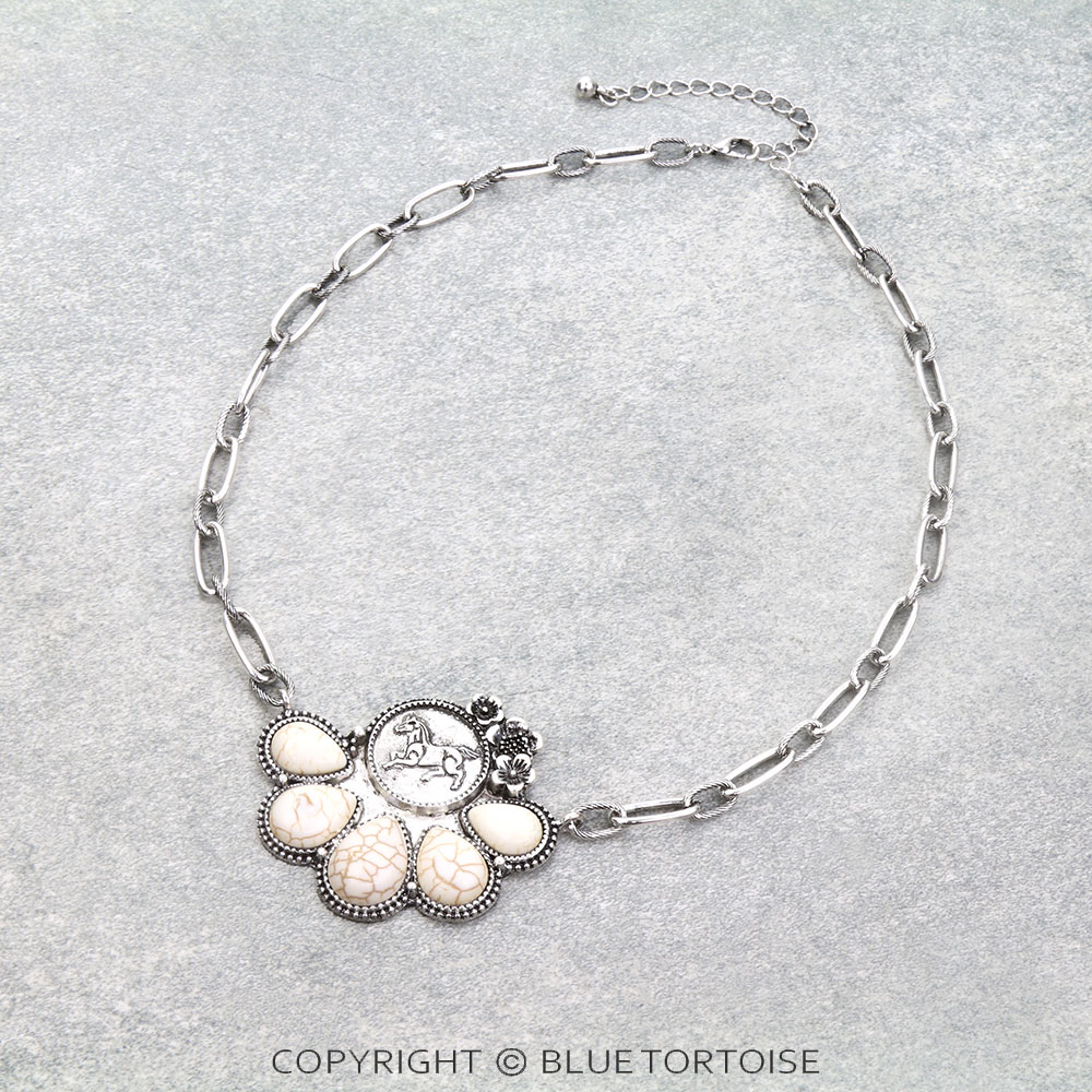 Western Flower TXR Horse Coin Necklace