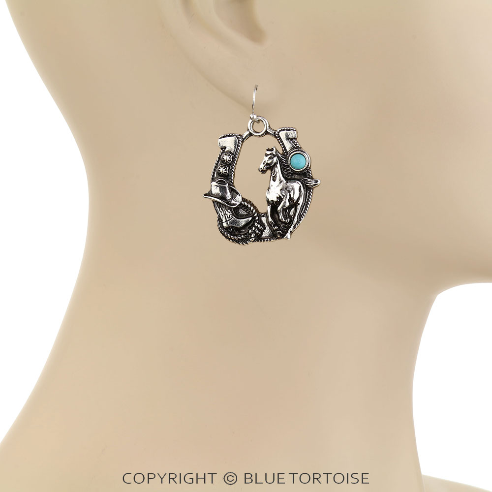 Western Horseshoe Dangle Earrings - Image 2