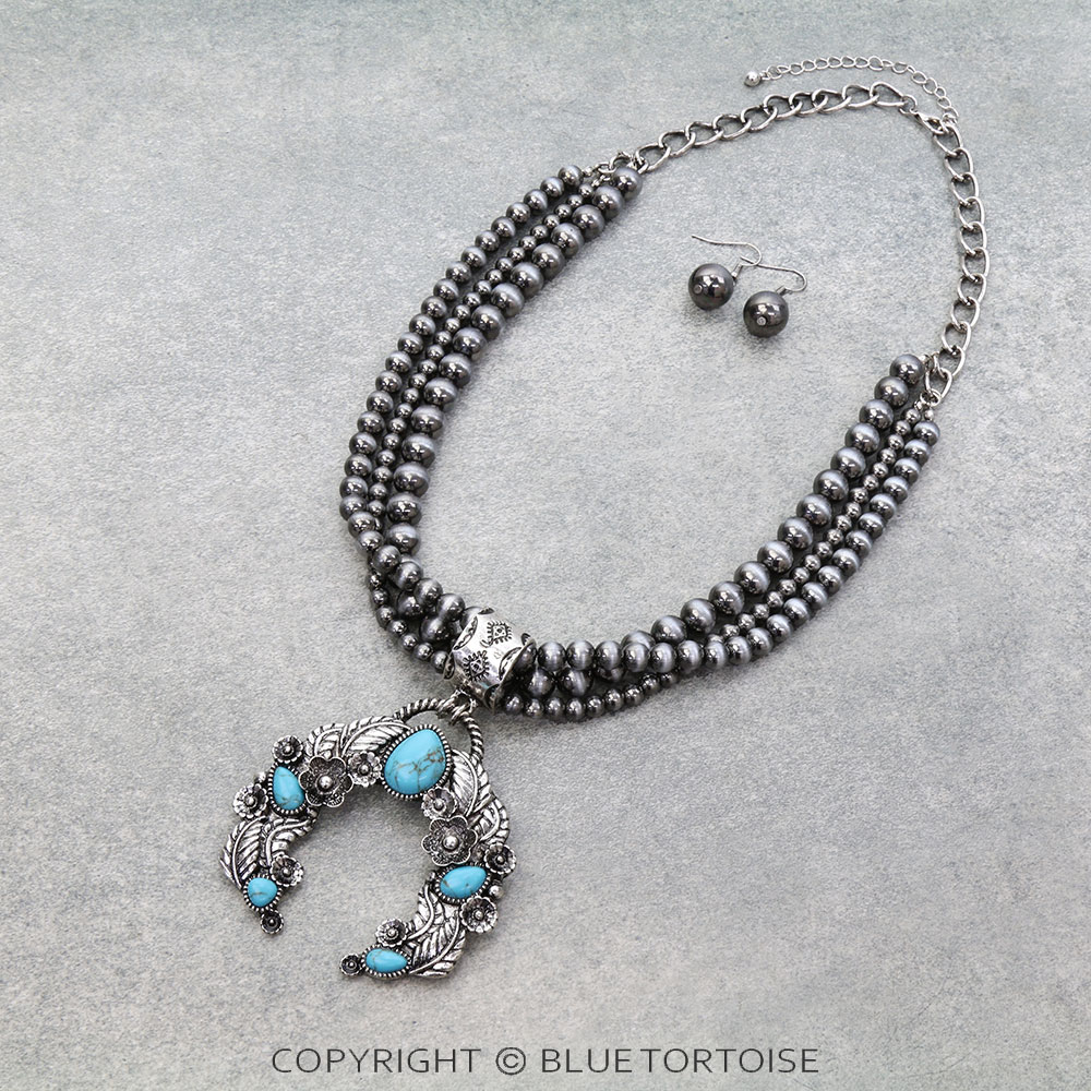 Western Squash Blossom Pendant Necklace Set