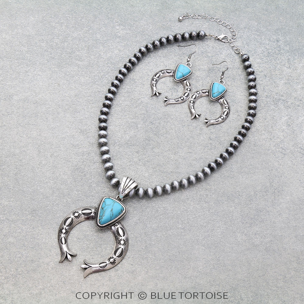 Western Squash Blossom Pendant Necklace Set