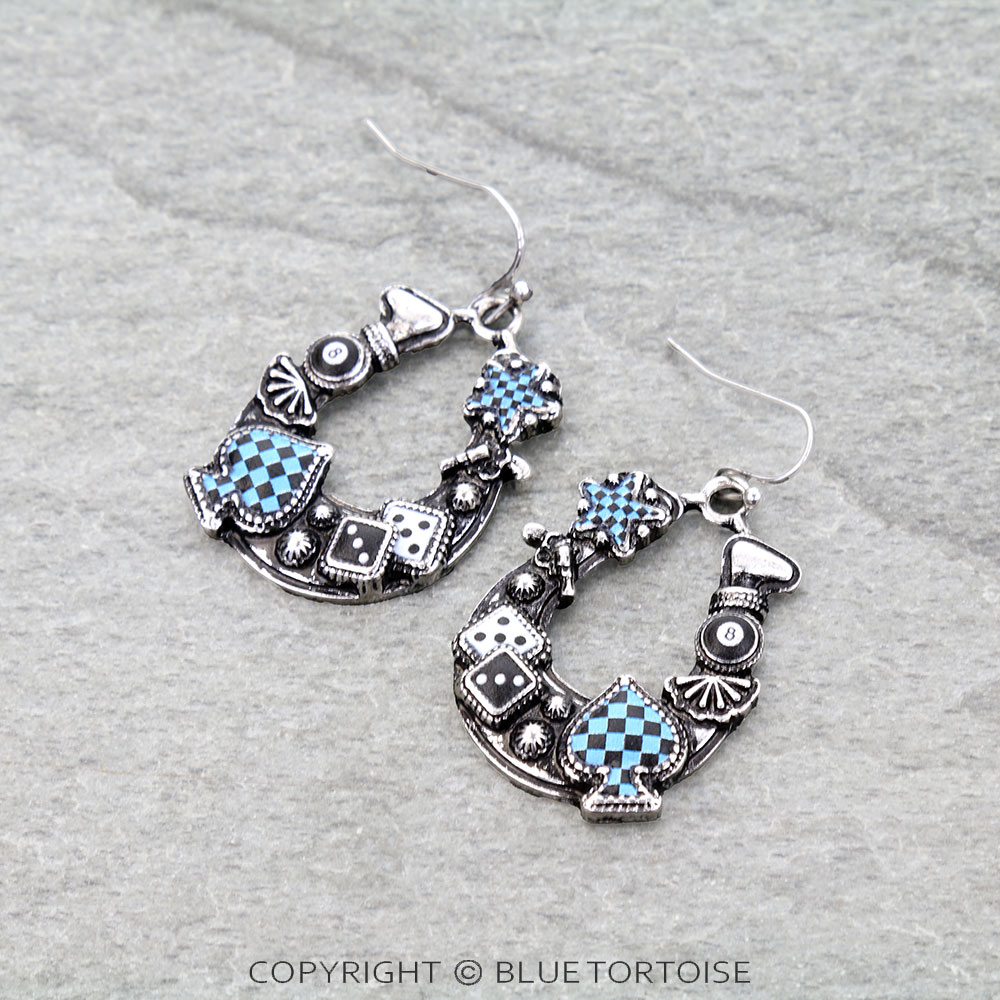 Western Horseshoe Gamble Dangle Earrings