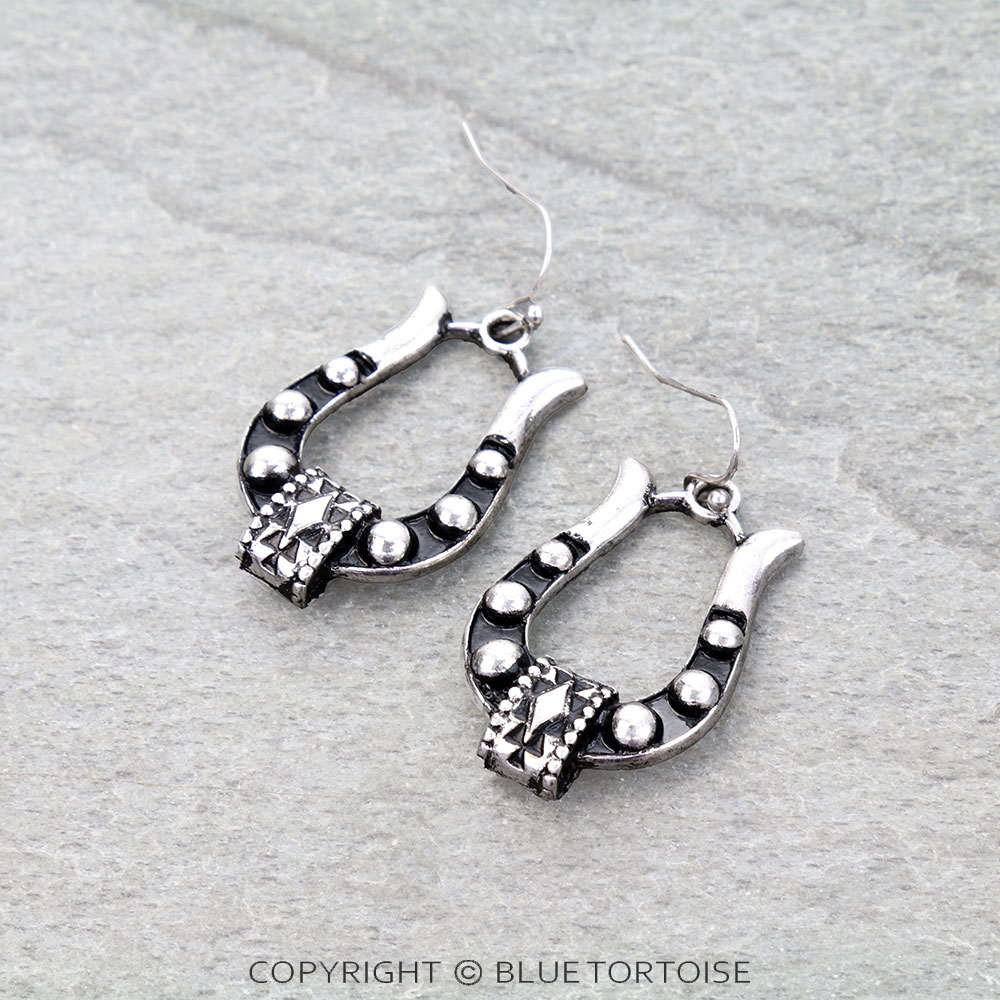 Western Horseshoe Aztec Dangle Earrings