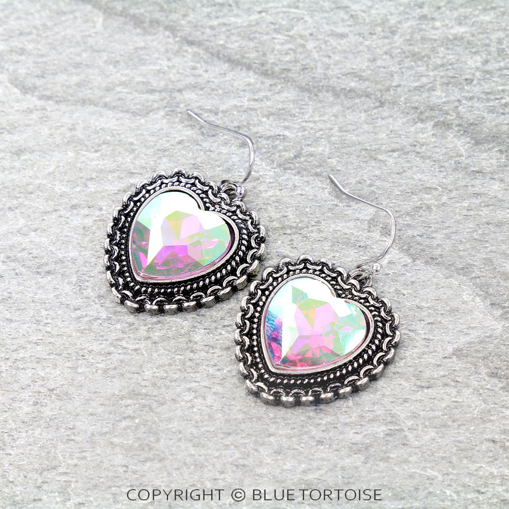 Western Chain TXR Heart Dangle Earrings