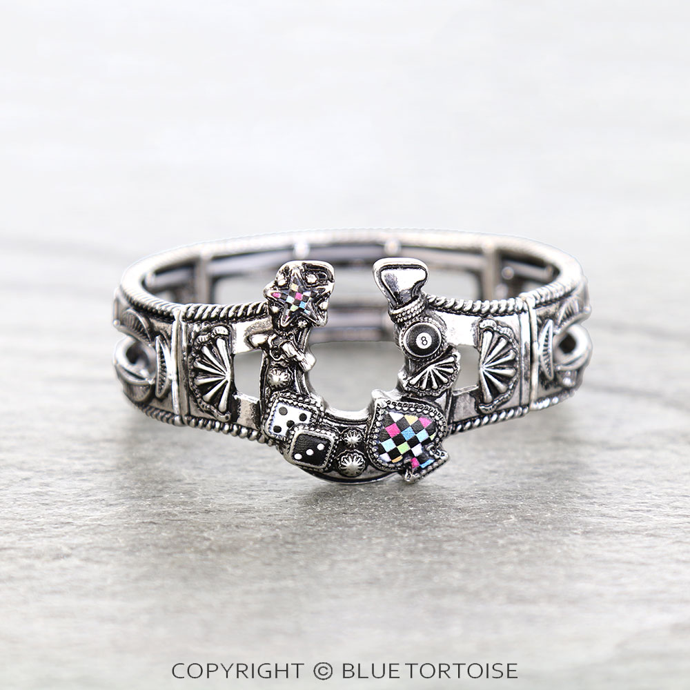Western Horseshoe Gamble Stretch Bracelet
