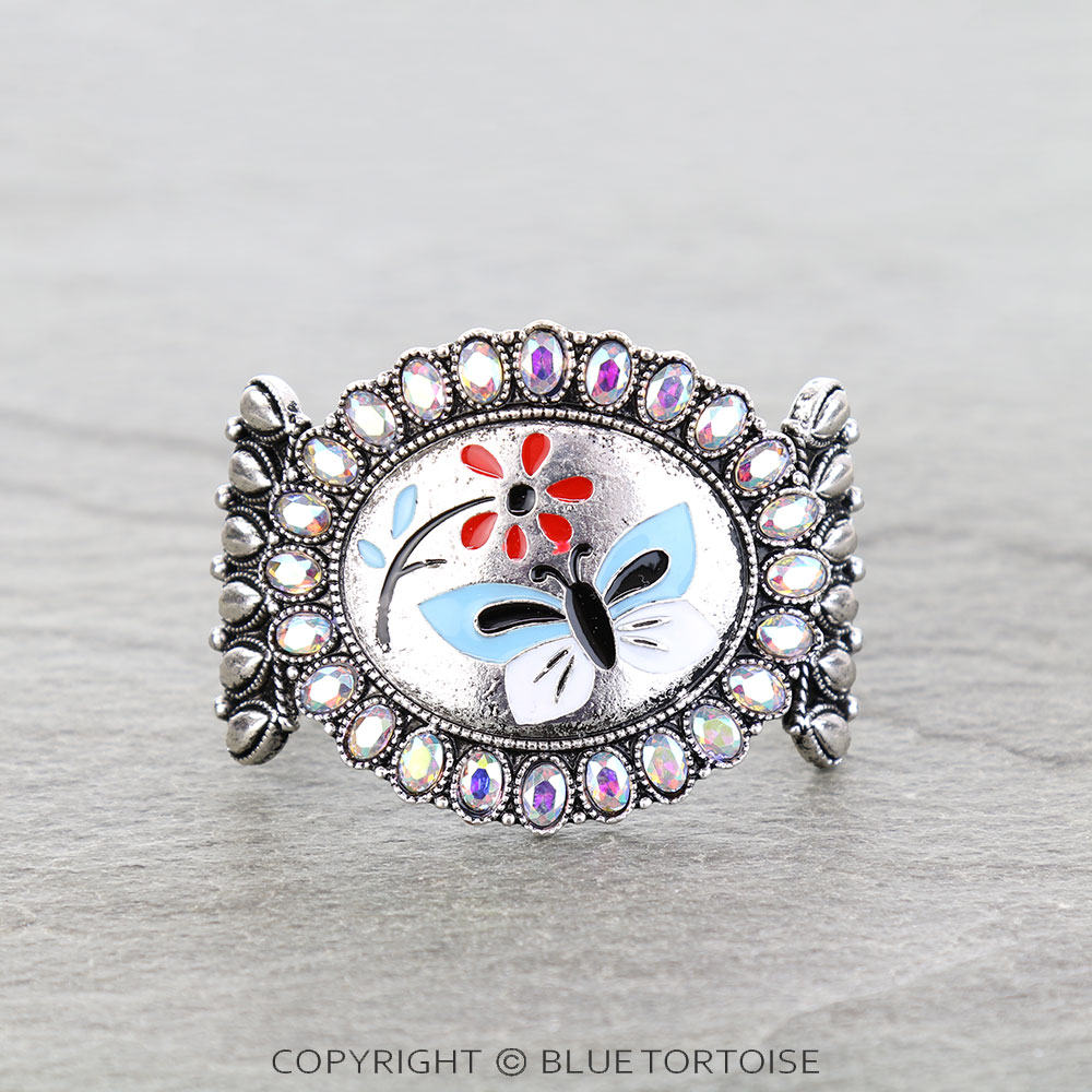 Western Butterfly Stone Cuff Bracelet