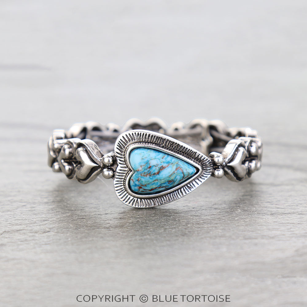 Western Heart Hand Stone Stretch Bracelet