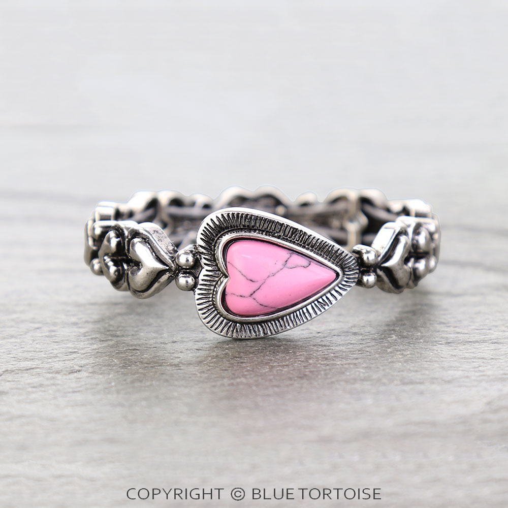 Western Heart Hand Stone Stretch Bracelet