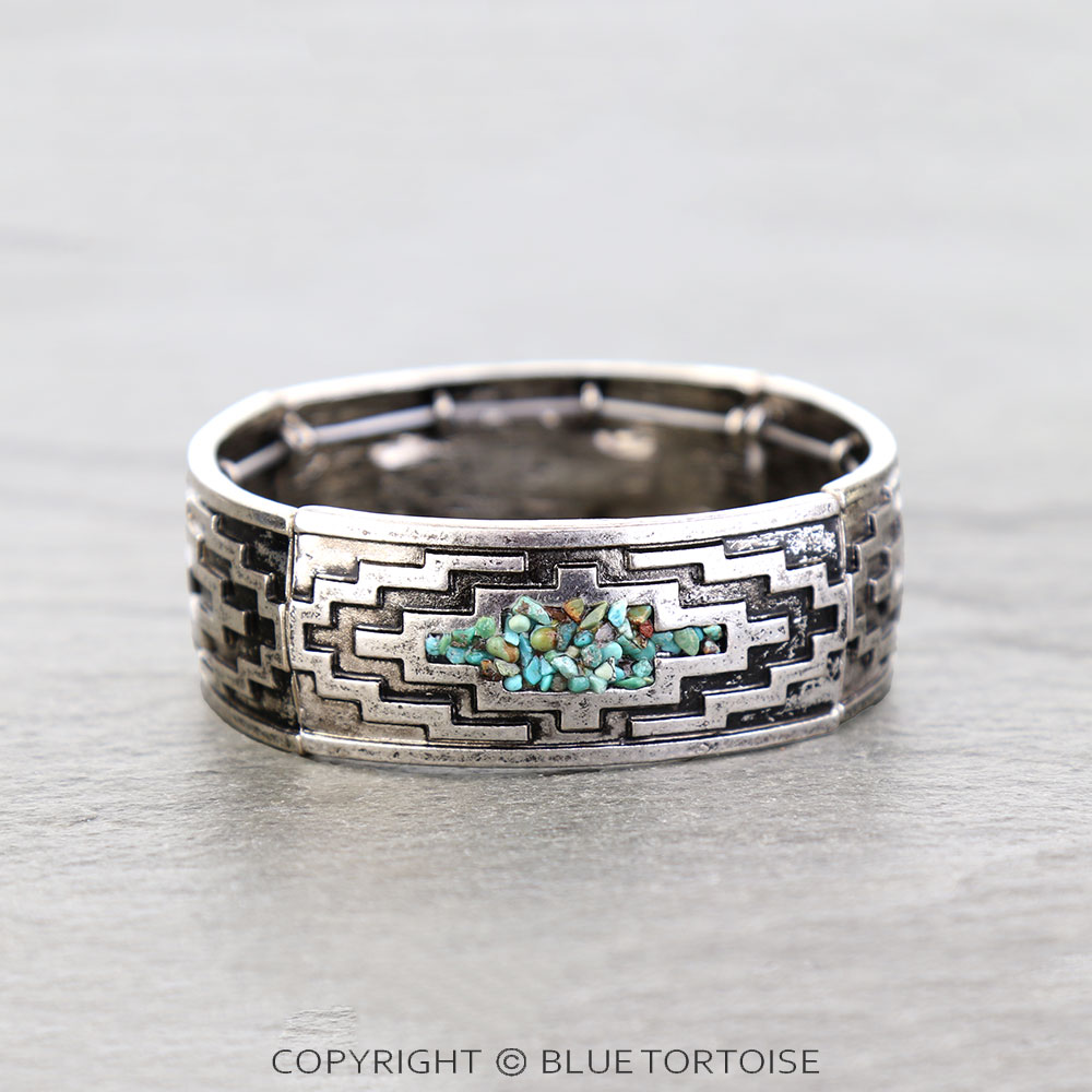 Western Aztec Chip Stone Stretch Bracelet