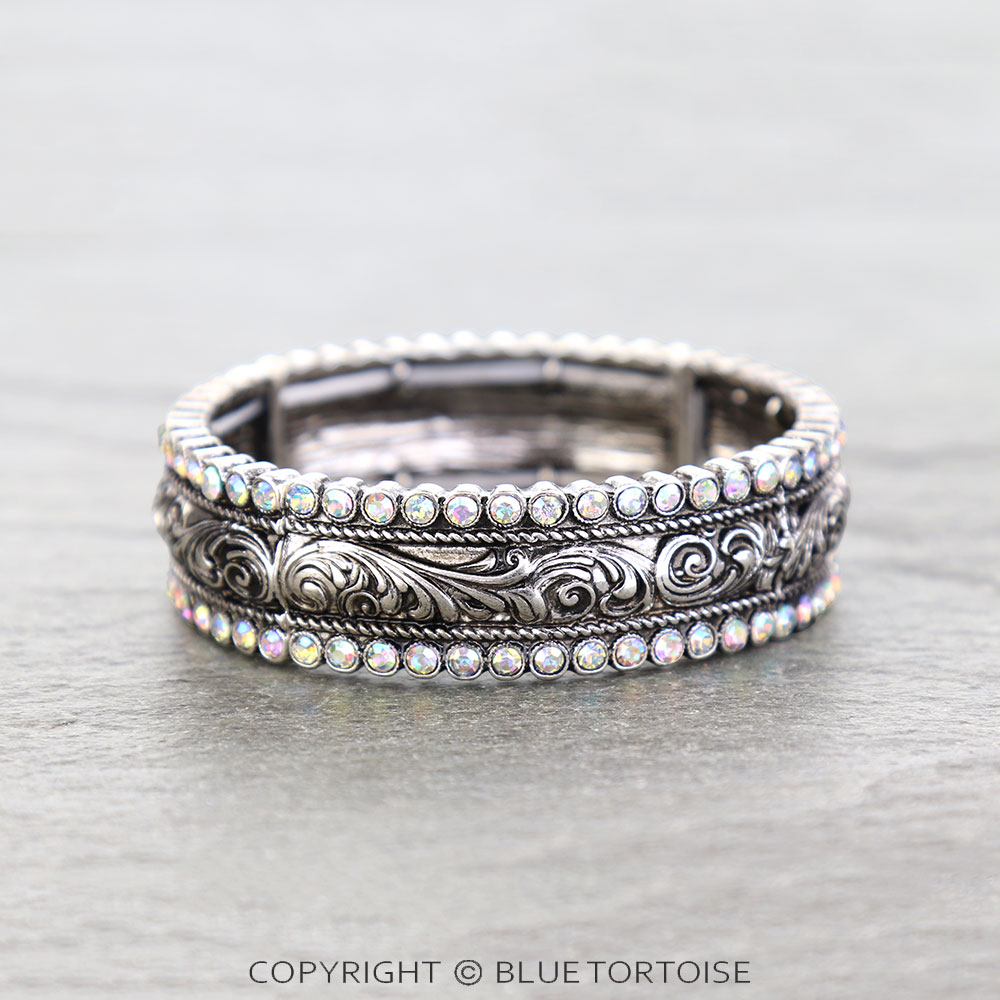 Western Filigree Stone Stretch Bracelet