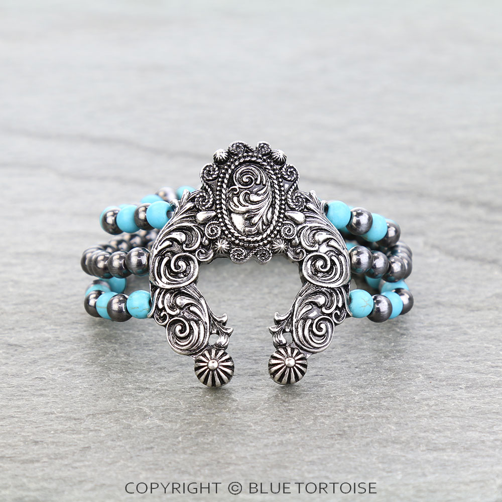 Western Filigree Squash Blossom Stretch Bracelet
