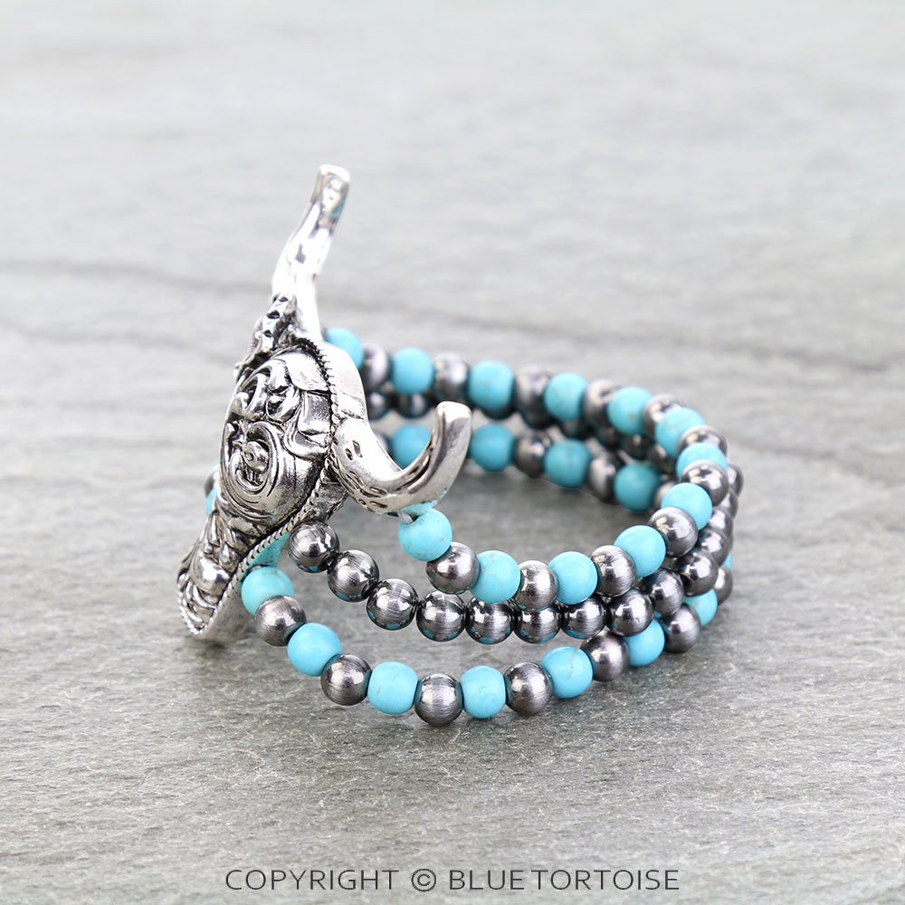 Western Filigree Steer Head Stretch Bracelet - Image 2