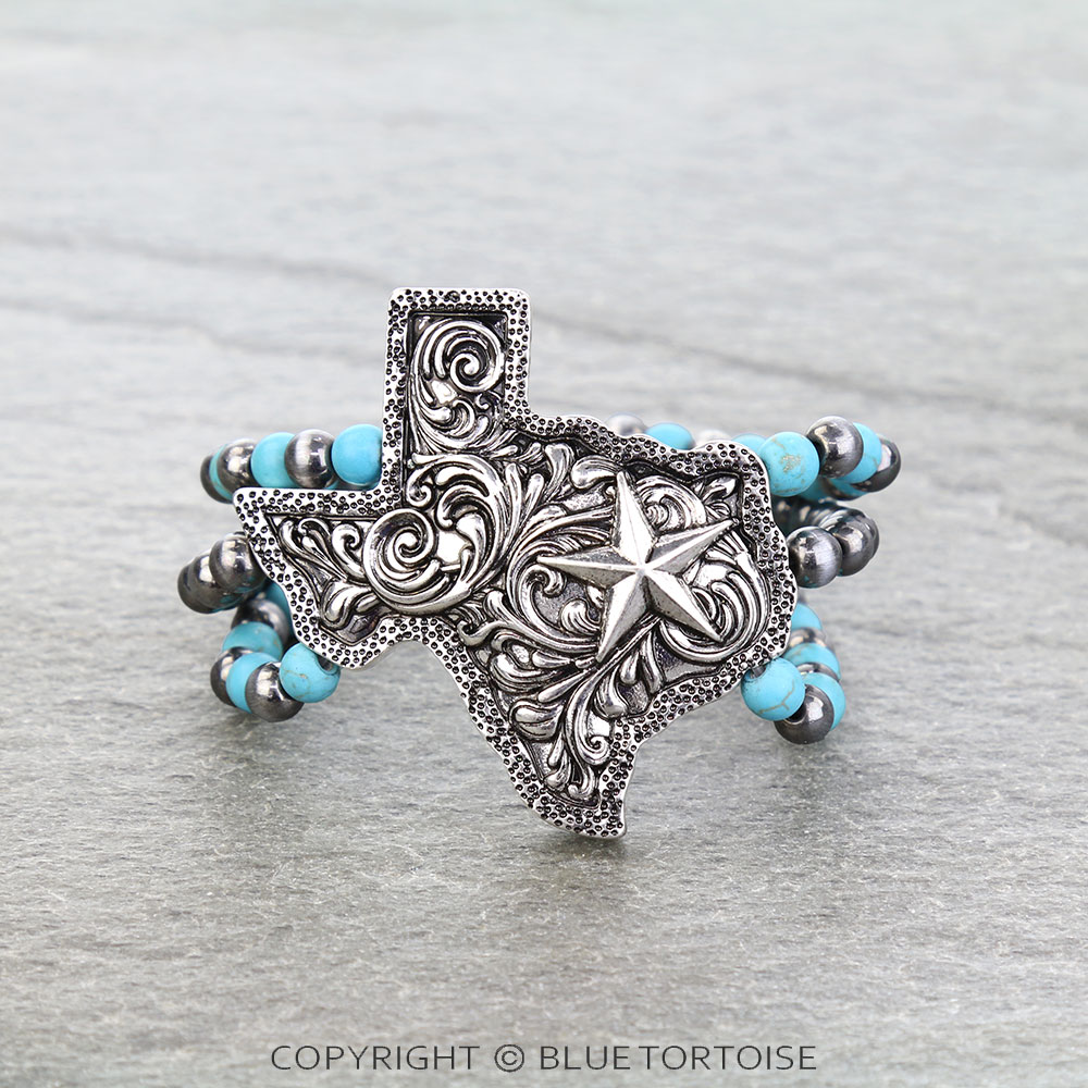 Western Filigree Texas Map Stretch Bracelet