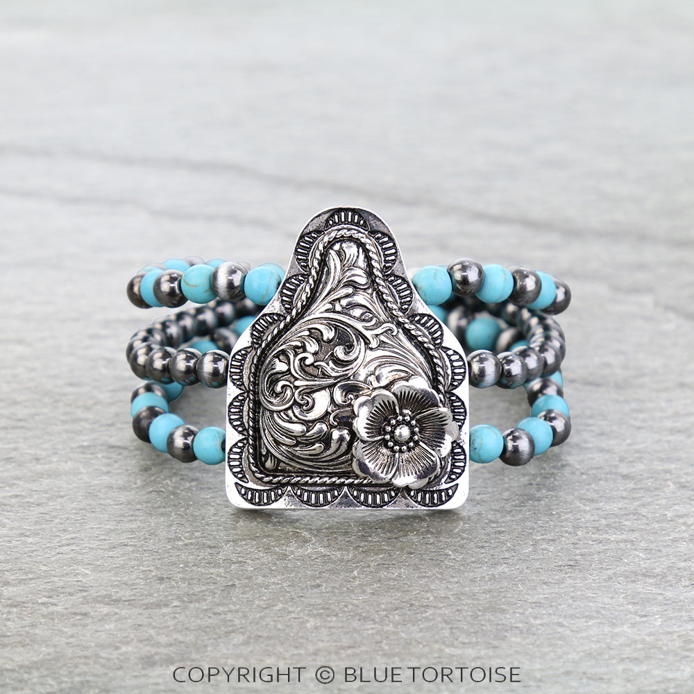 Western Filigree Ear Tag Stretch Bracelet