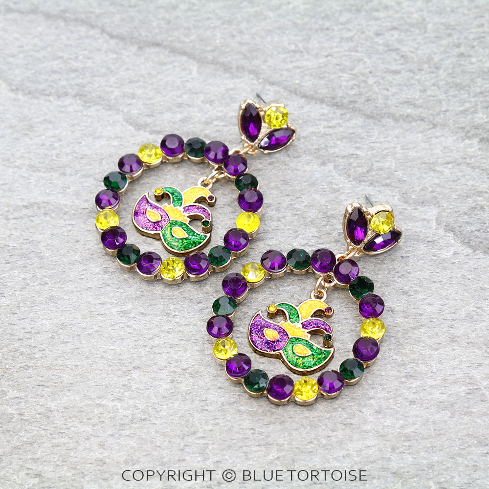 Mardi Gras Stone Stud Earrings