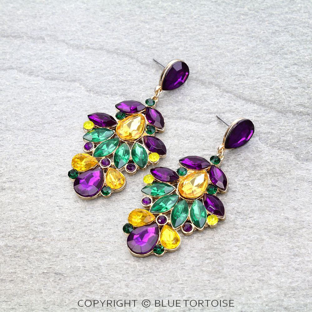 Mardi Gras Stone Stud Earrings