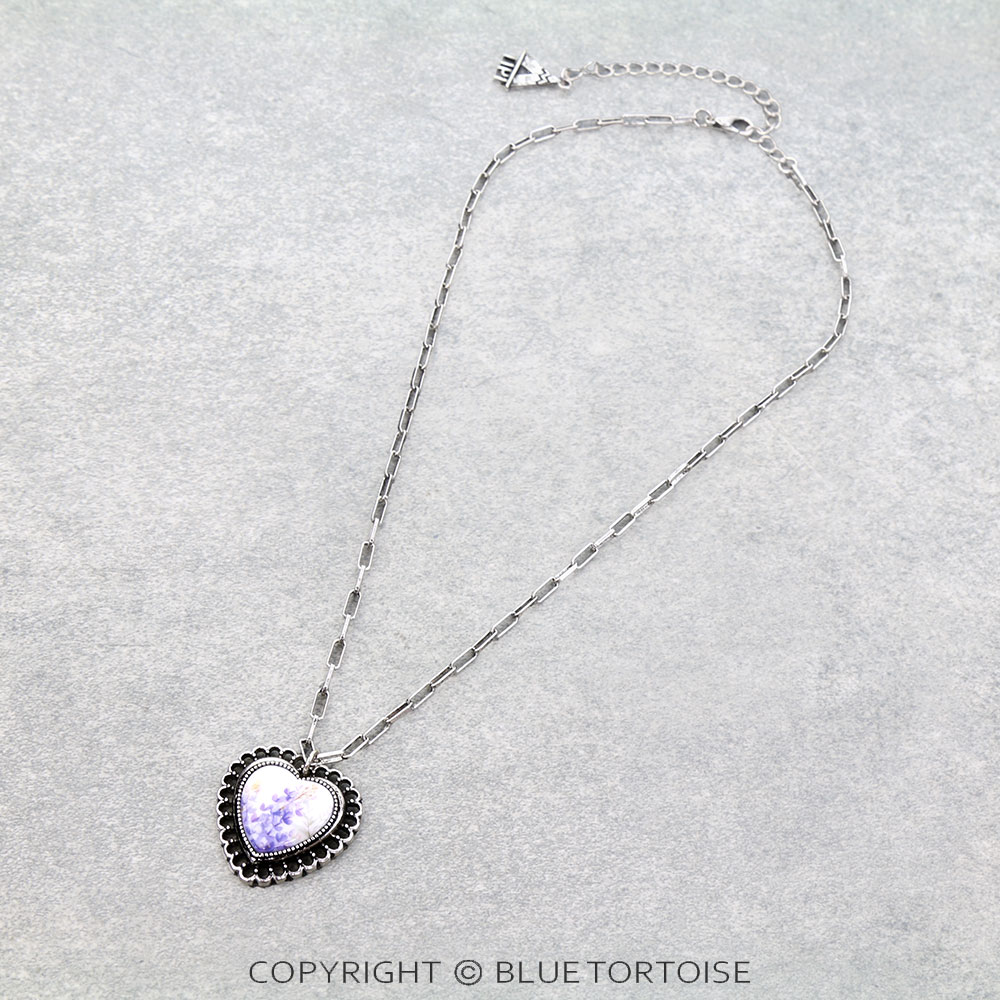 Western Blue Bonnet Heart Necklace