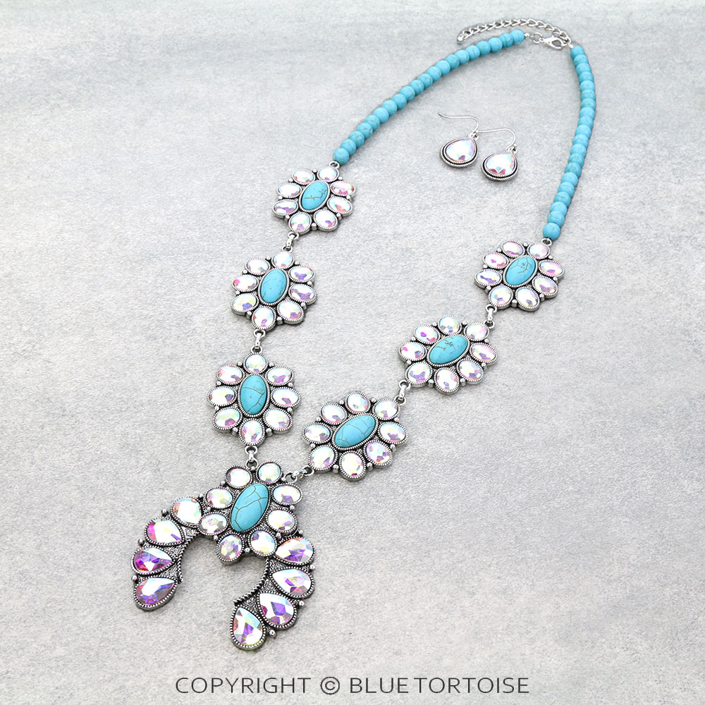 Western Squash Blossom Stone Necklace Set