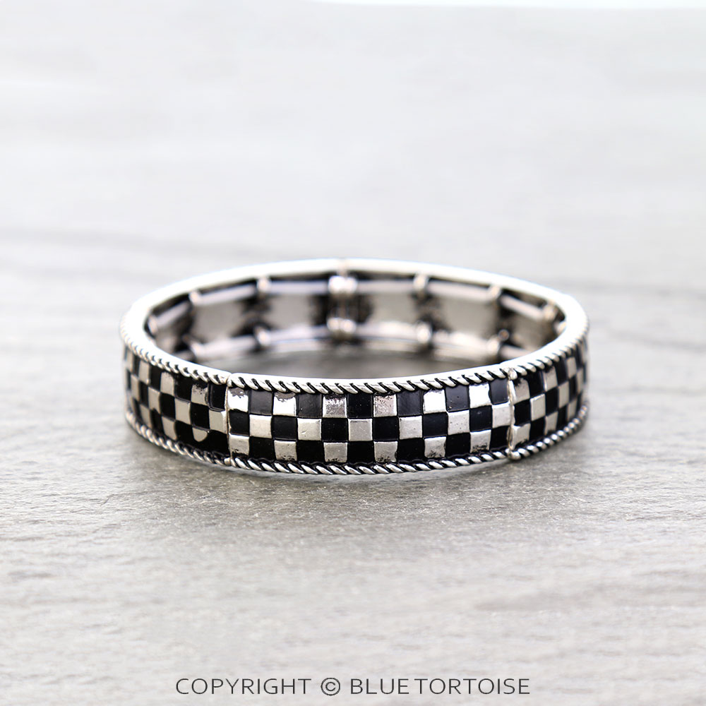Western Checker Bar Stretch Bracelet