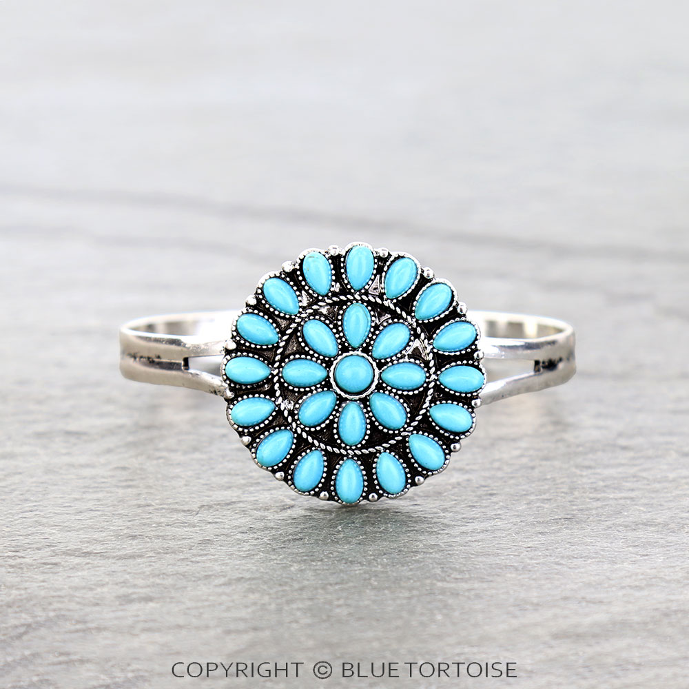 Western Concho Stone Cuff Bracelet