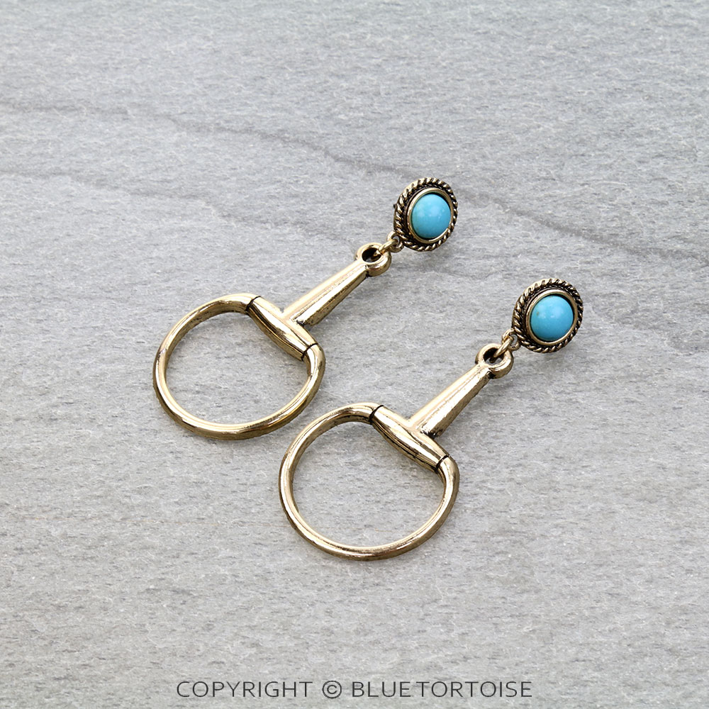 Western Horsebit Stone Stud Earrings