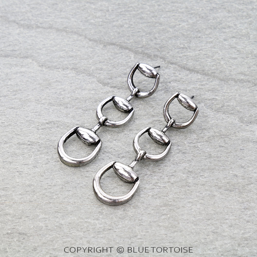 Western Horsebit Drop Stud Earrings