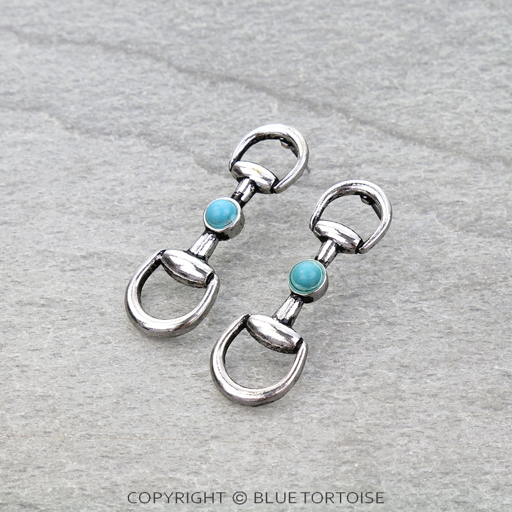 Western Horsebit Stone Stud Earrings