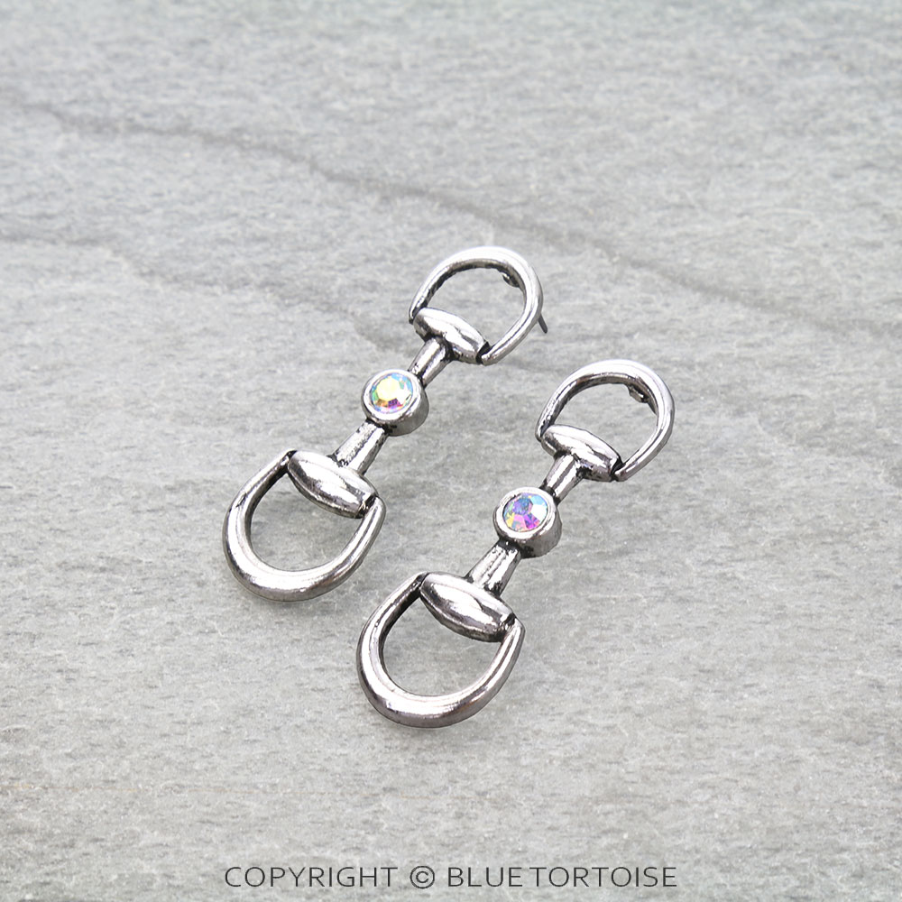 Western Horsebit Stone Stud Earrings