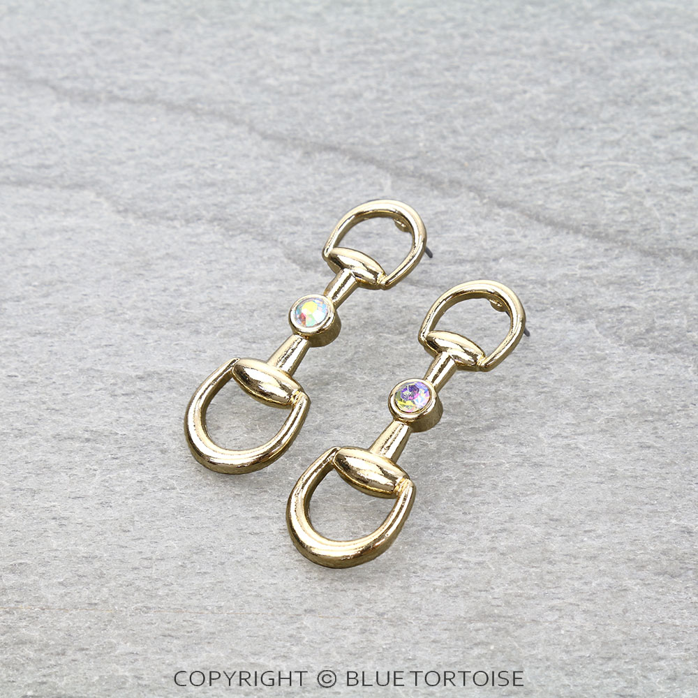 Western Horsebit Stone Stud Earrings