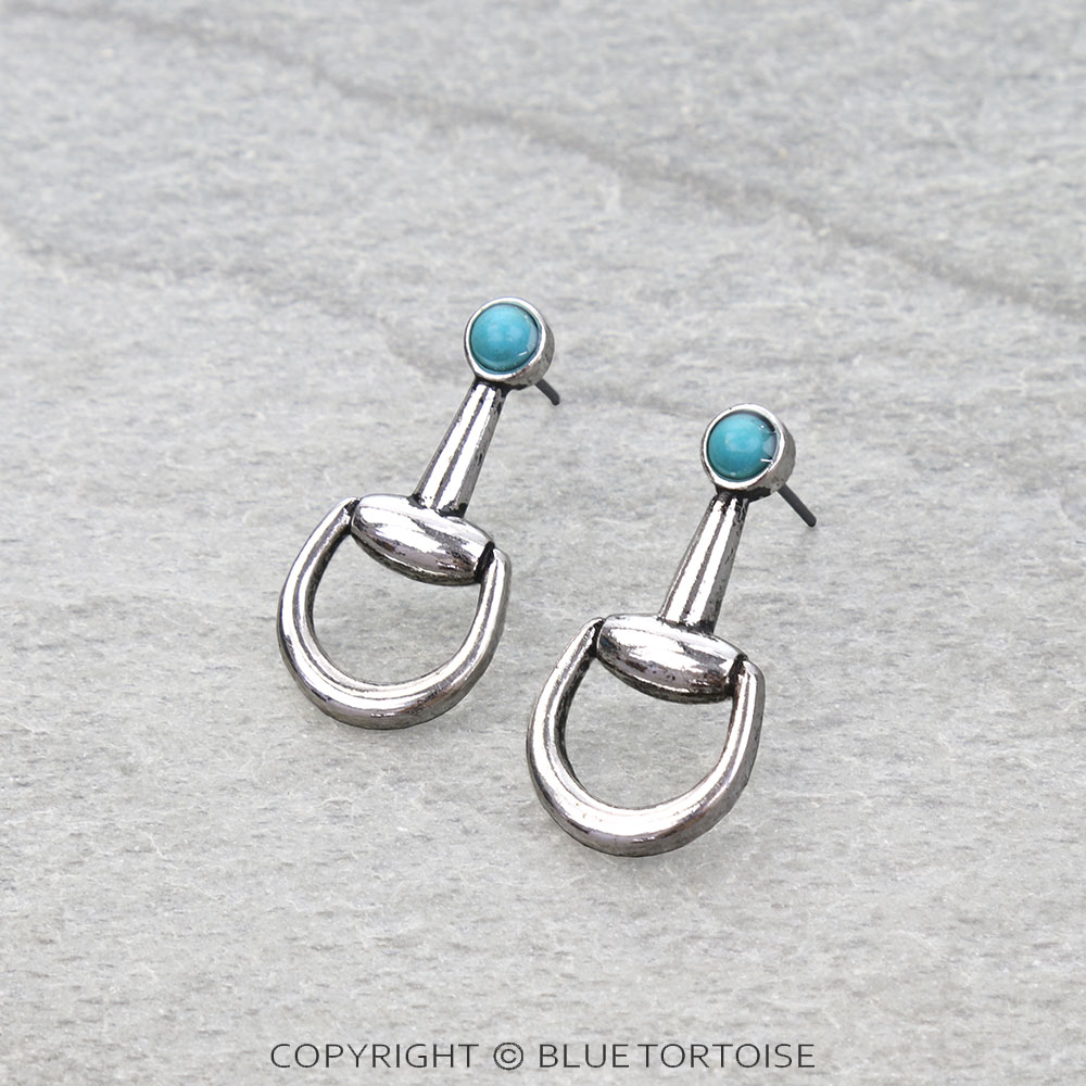 Western Horsebit Stone Stud Earrings