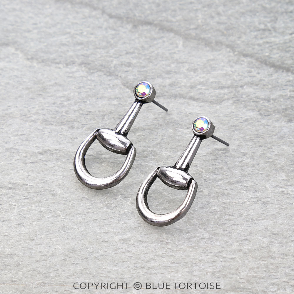 Western Horsebit Stone Stud Earrings