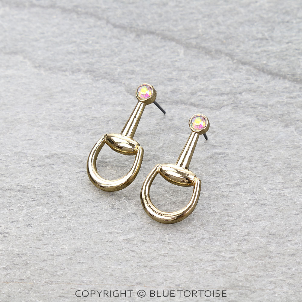 Western Horsebit Stone Stud Earrings