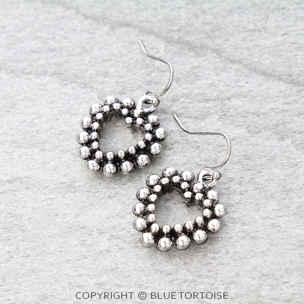 Western Ball TXR Heart Dangle Earrings