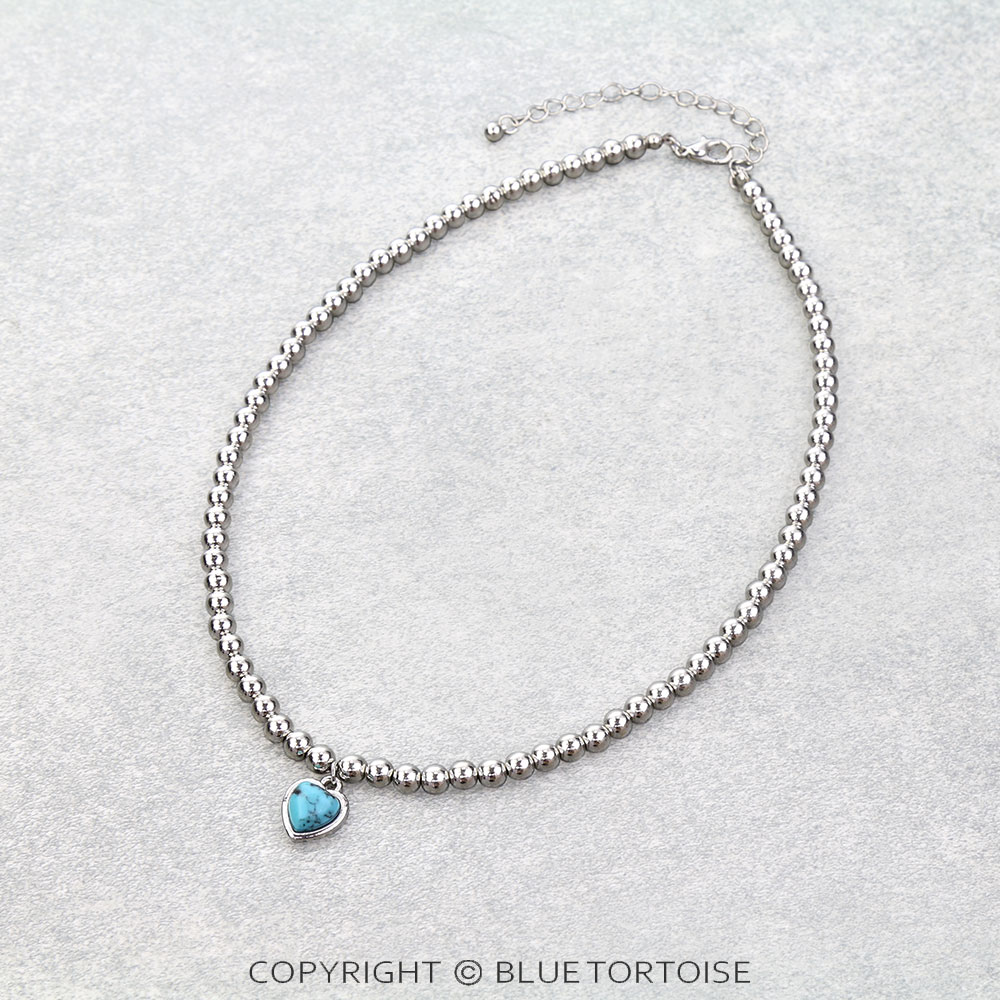 Beaded Heart Stone Necklace