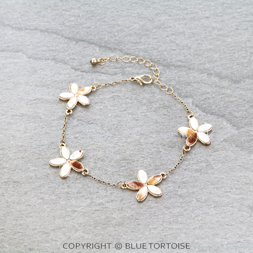 Cowhide Flower Link Bracelet